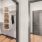 a room with a closet and a door