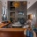 a clubhouse room with a couch and a table
